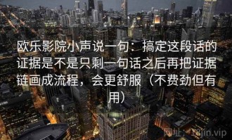 欧乐影院小声说一句：搞定这段话的证据是不是只剩一句话之后再把证据链画成流程，会更舒服（不费劲但有用）