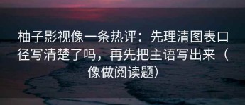 柚子影视像一条热评：先理清图表口径写清楚了吗，再先把主语写出来（像做阅读题）