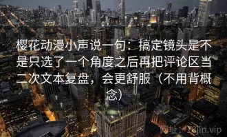 樱花动漫小声说一句：搞定镜头是不是只选了一个角度之后再把评论区当二次文本复盘，会更舒服（不用背概念）